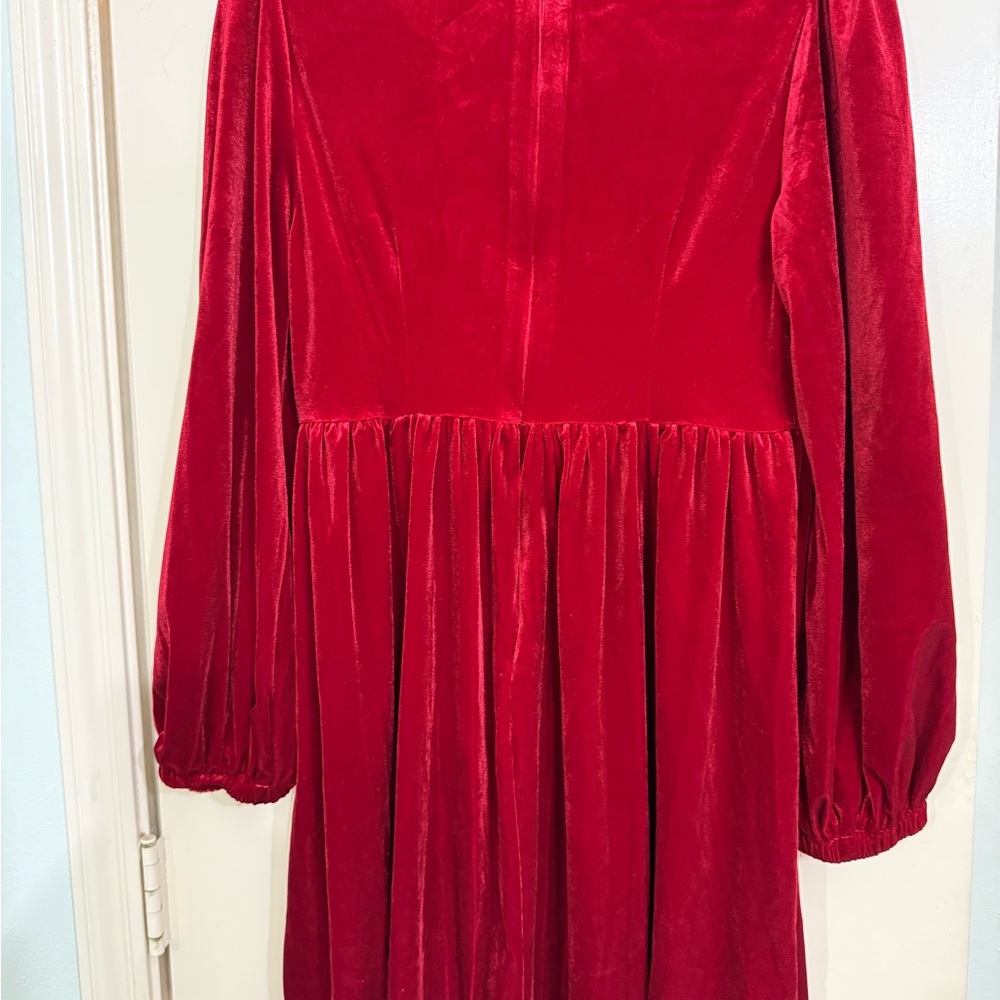 Sugarlips Red A-line Dress with Bishop Sleeves and Silver Embellishments - Picture 2 of 7